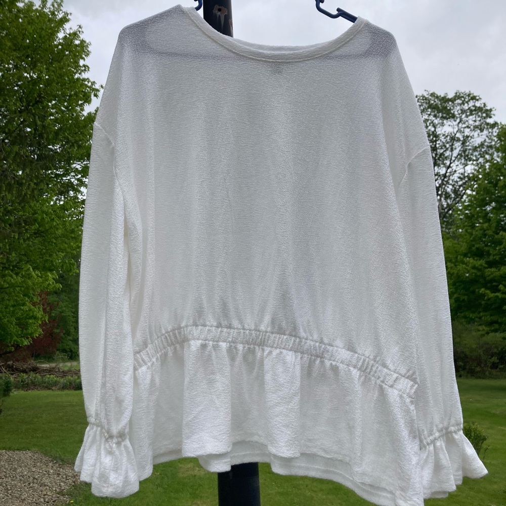 Simply Vera Vera Wang White Gauze Long Sleeve Blouse